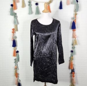 Theory Silk Cracked Leather Dress